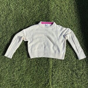 Topshop Women's Small 4-6 Cream Knit Cropped Sweater Pink